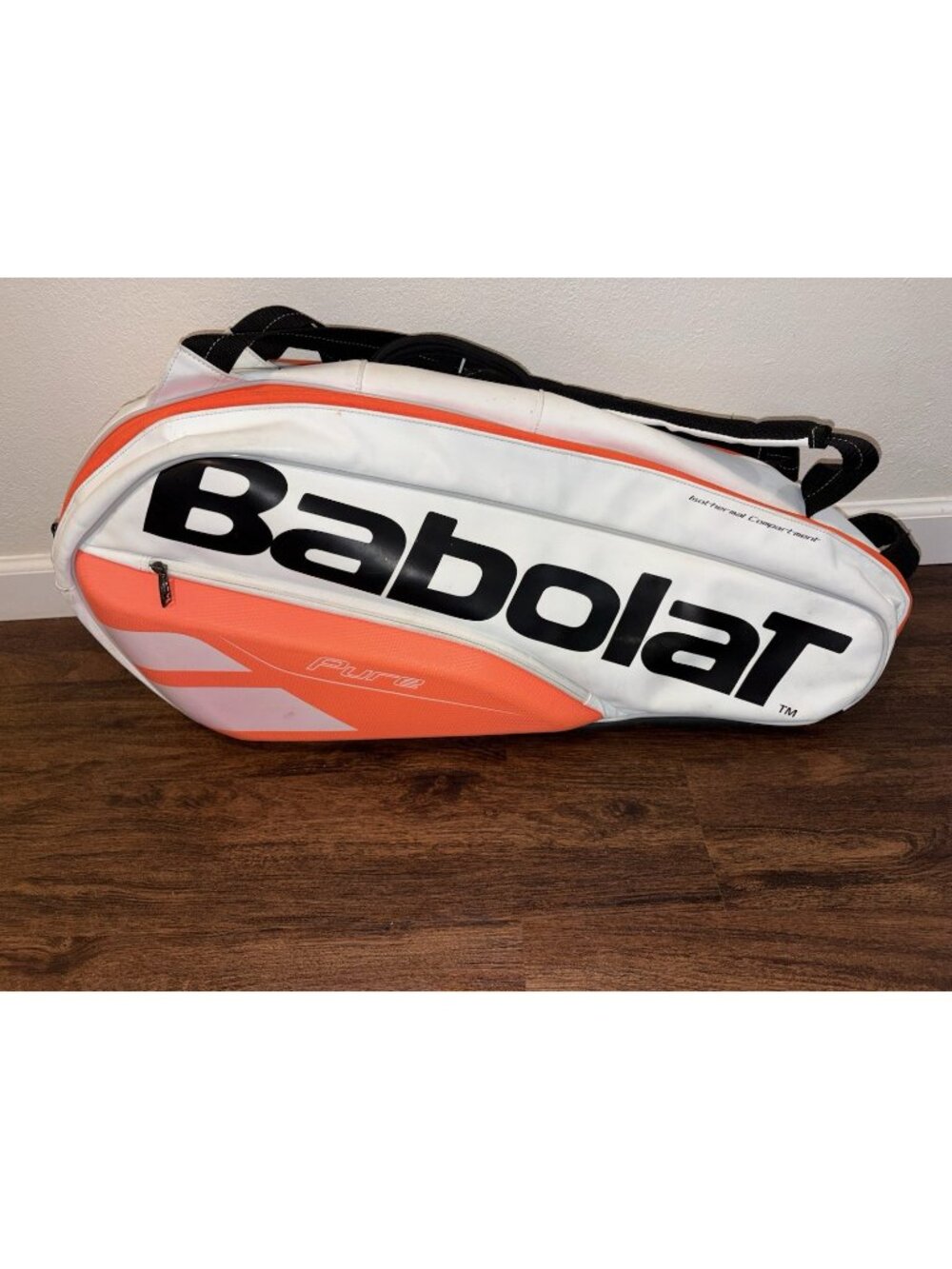 BABOLAT Play Pure Tennis Bag 6 Racket w/Shoulder Straps Isothermal White Orange